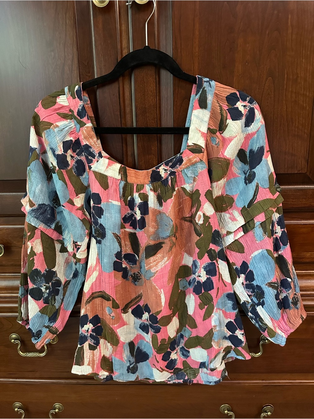 NWOT Zac & Rachel Multicolor Floral Square-Neck Blouse